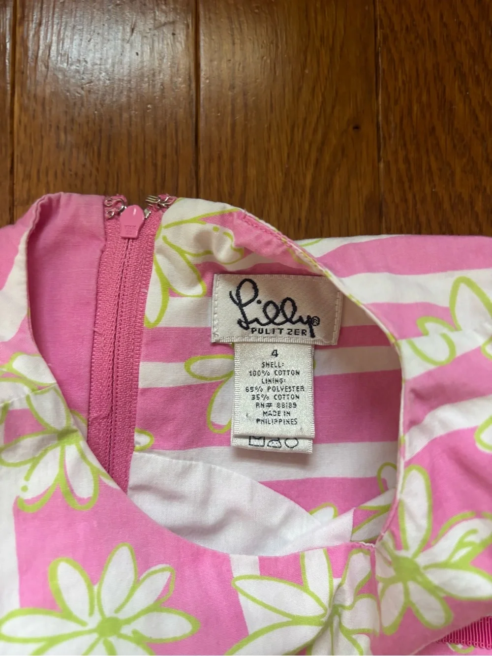 Lilly Pulitzer Pink Floral Shift Dress with Lime Accents